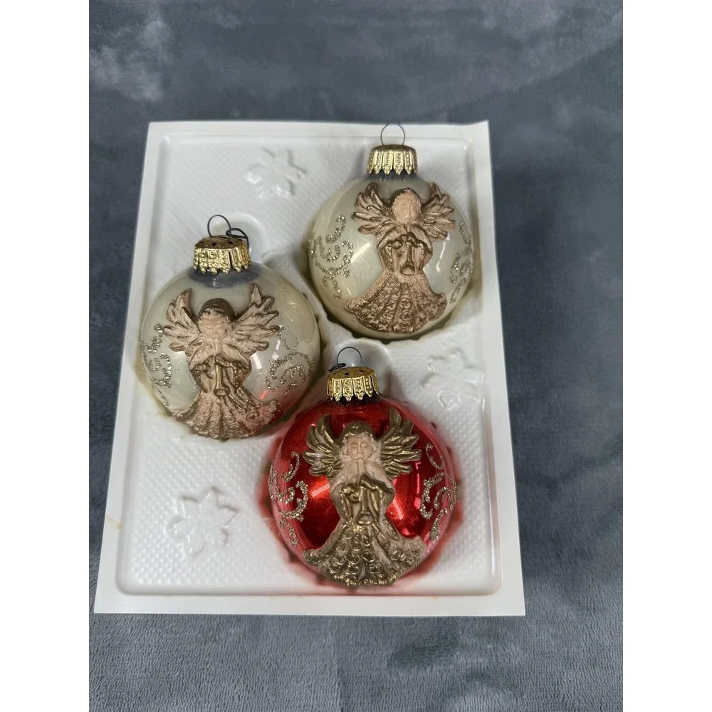 Vintage Tradition Glass Christmas Tree Ornaments Angels Set of 3‎ West Germany